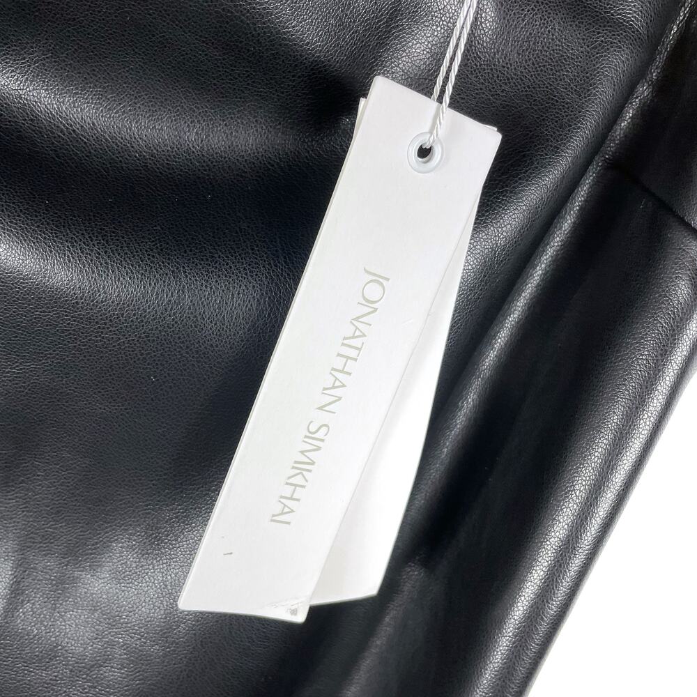 Jonathan Simkhai Jeslyn Dress Black Faux Leather Mini Sz 12 Shoulder Straps - Picture 6 of 9